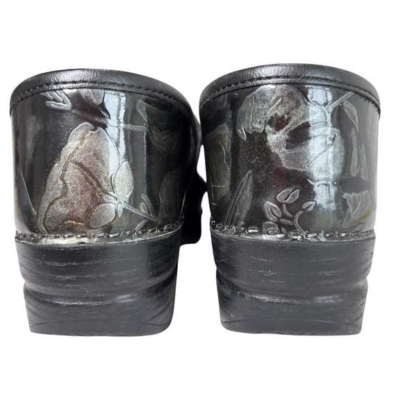 Dansko Clog Nursing Shoe Sz 38 US 7.5 / 8 Floral Black Patent Leather Slip-On - Picture 16 of 16